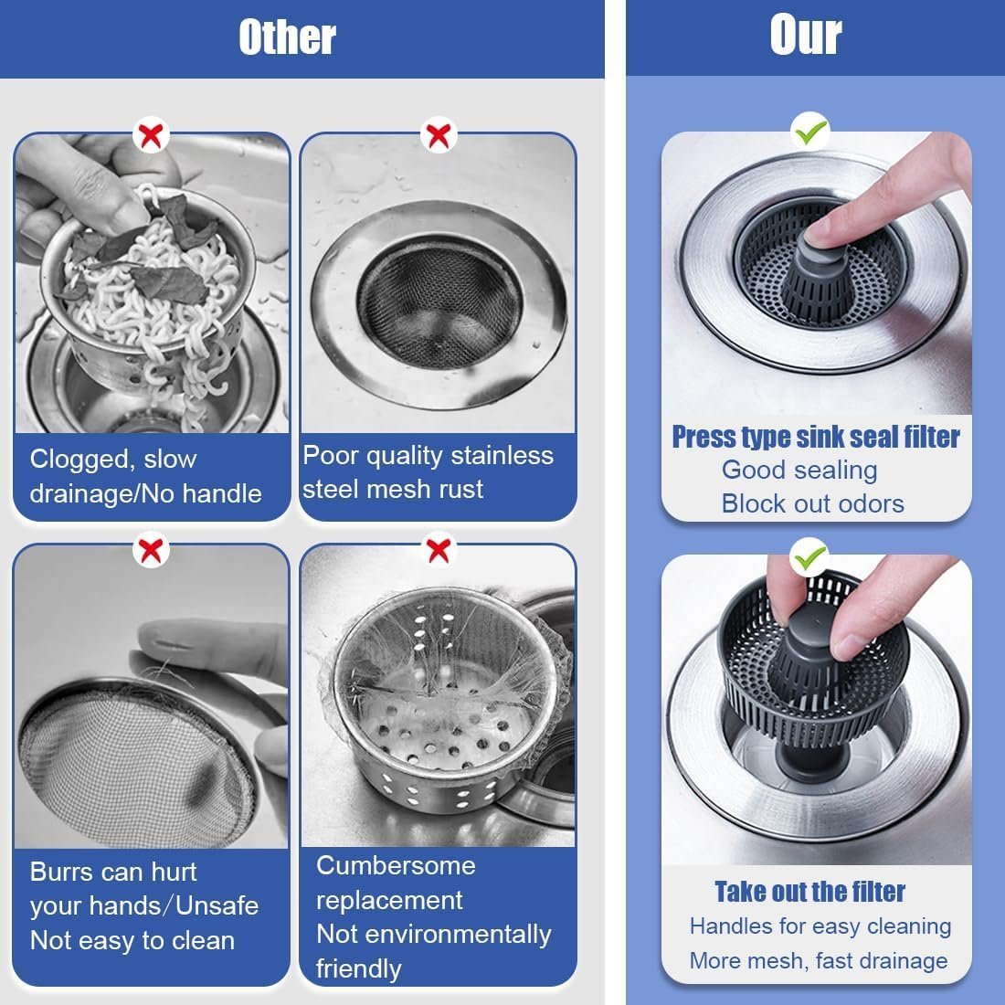 🏆Buy More Save More🔥Upgraded 3 in 1 Kitchen Sink Drain Straine