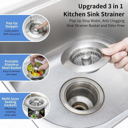 🏆Buy More Save More🔥Upgraded 3 in 1 Kitchen Sink Drain Straine