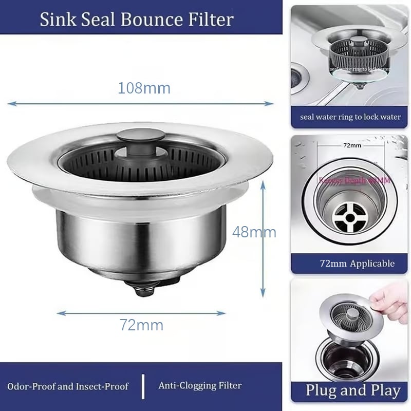 🏆Buy More Save More🔥Upgraded 3 in 1 Kitchen Sink Drain Straine