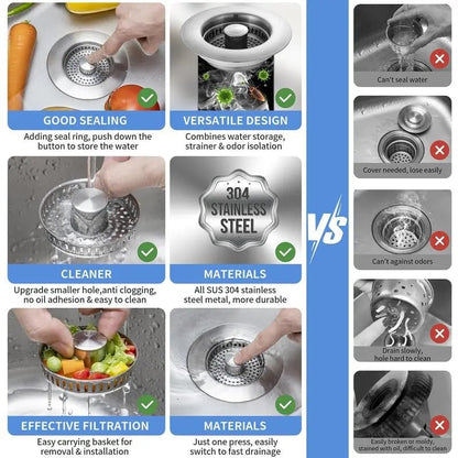 🏆Buy More Save More🔥Upgraded 3 in 1 Kitchen Sink Drain Straine