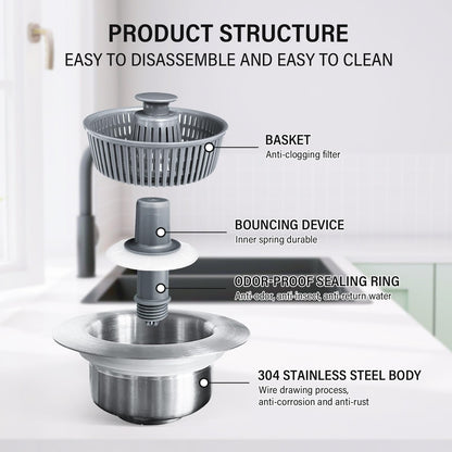 🏆Buy More Save More🔥Upgraded 3 in 1 Kitchen Sink Drain Straine